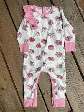 SMALL SHOP 18-24M Monica + Andy Organic Cotton Rose 🌹 Ruffle Romper One-Piece